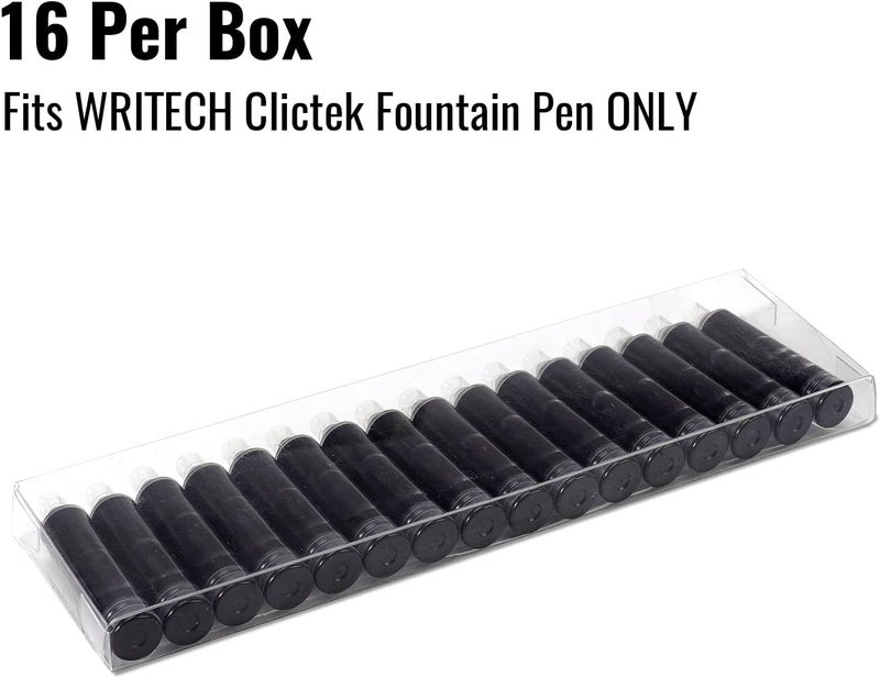 WRITECH مجموعة خراطيش حبر سوداء: 16 خرطوشة حبر لأقلام WRITECH Clictek - Image 3